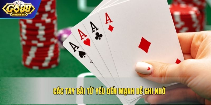 Các tay bài từ yếu đến mạnh dễ ghi nhớ